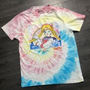 Naoko Sailor Moon rainbow Tie Dye T shirt size large 100% cotton